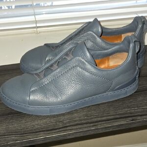 ZEGNA - Triple Stitch Deerskin Leather Sneakers